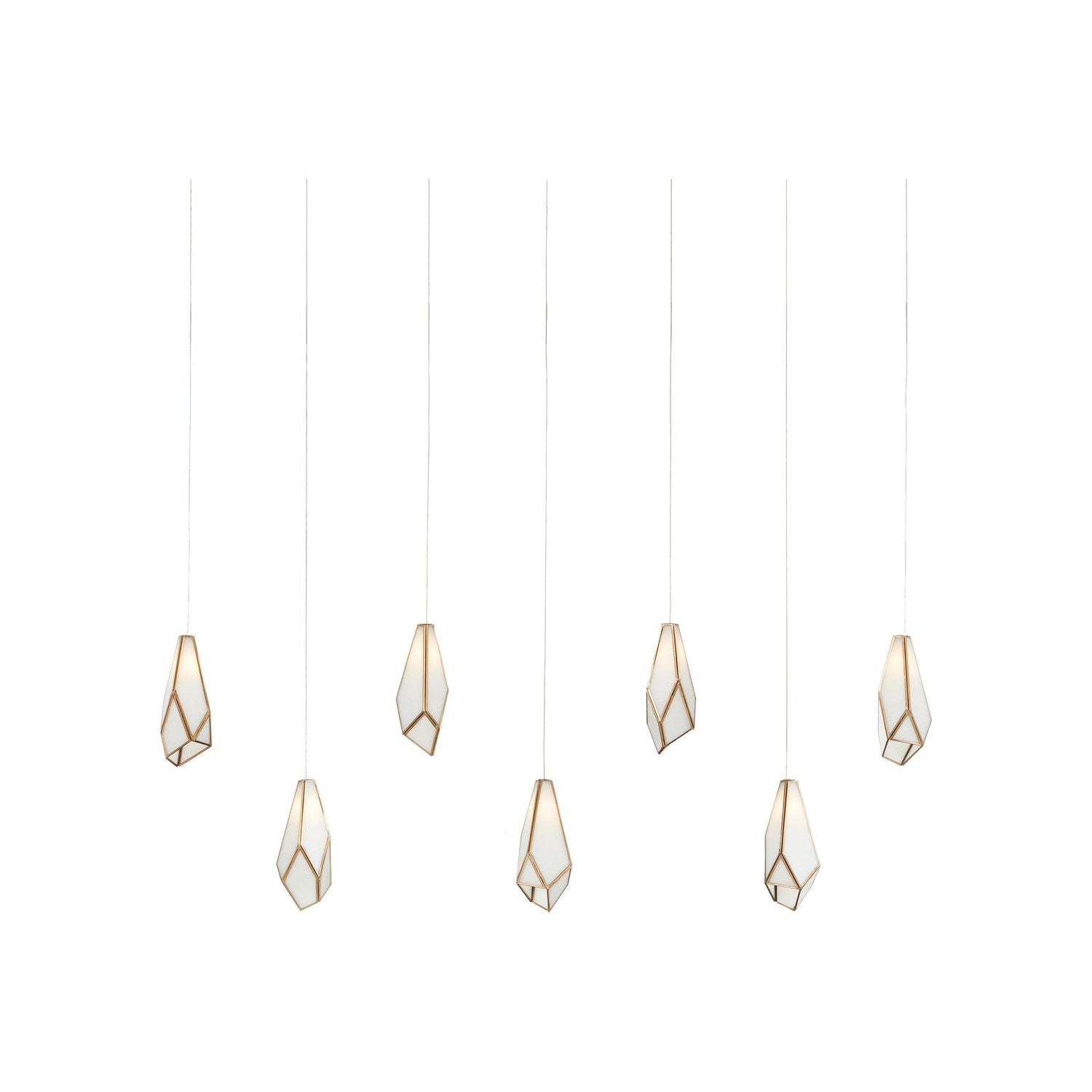 Currey and Company - 9000-1072 - Seven Light Pendant - Glace - White/Antique Brass