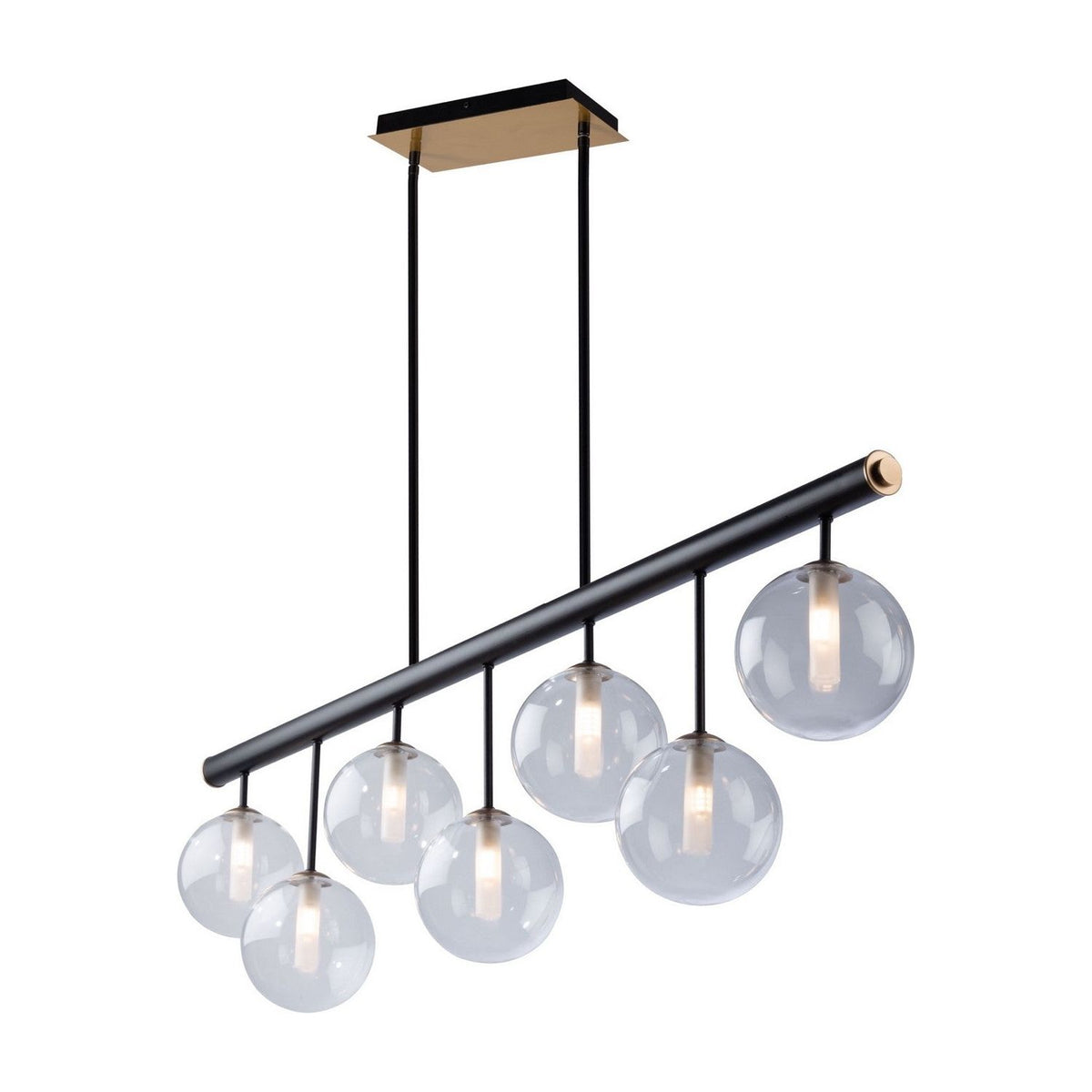 Artcraft Canada - AC11767VB - Seven Light Island Pendant - Aurelia - Matte Black & Brass