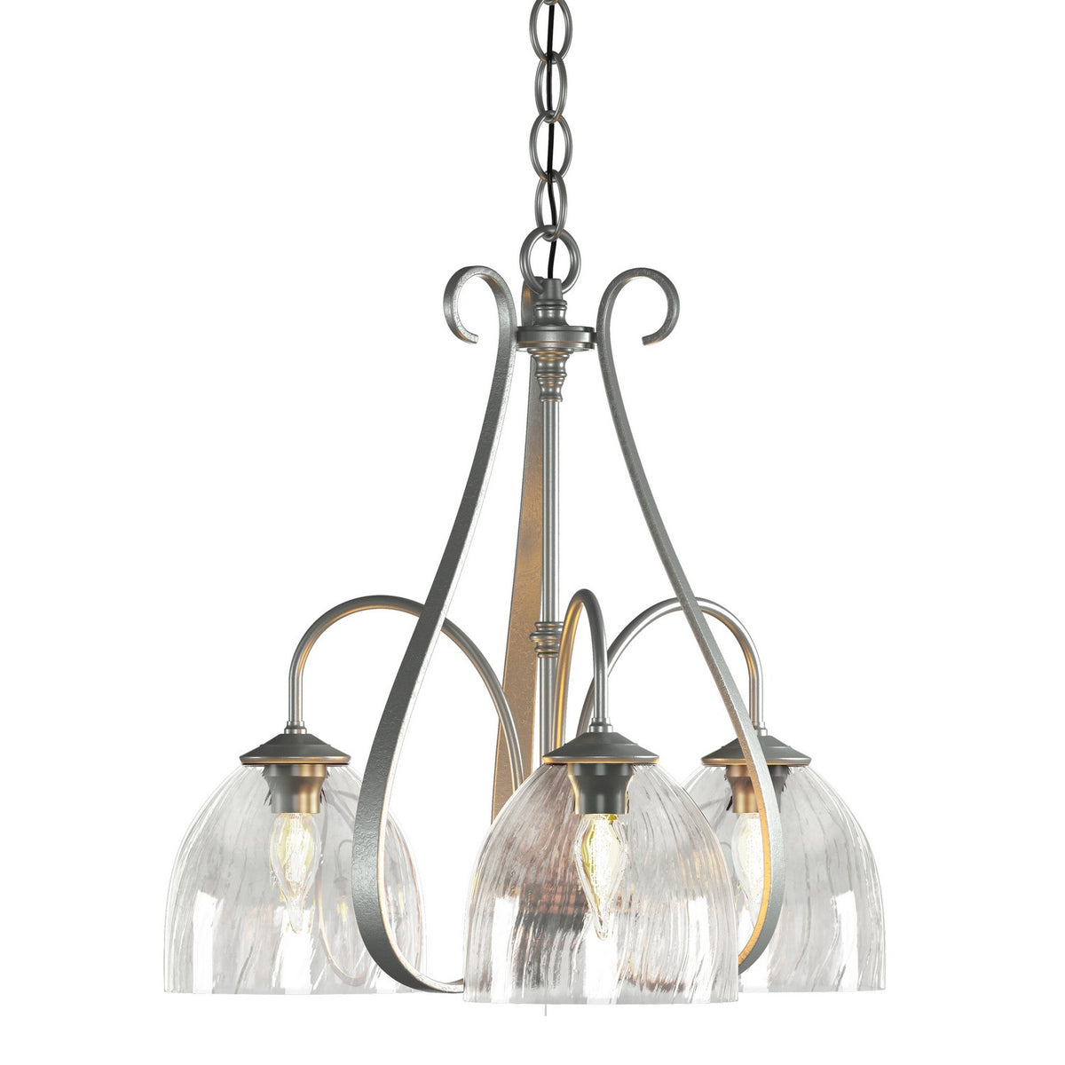 Hubbardton Forge - 101441-SKT-82-LL0001 - Three Light Chandelier - Sweeping Taper - Vintage Platinum