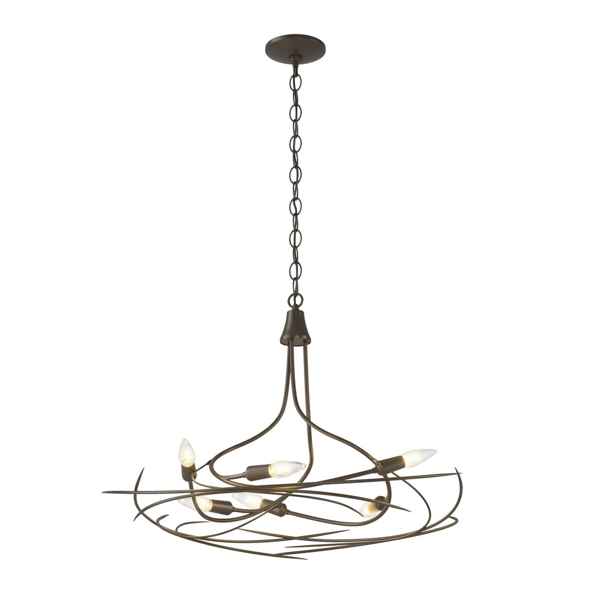 Hubbardton Forge - 101620-SKT-05 - Six Light Chandelier - Wisp - Bronze