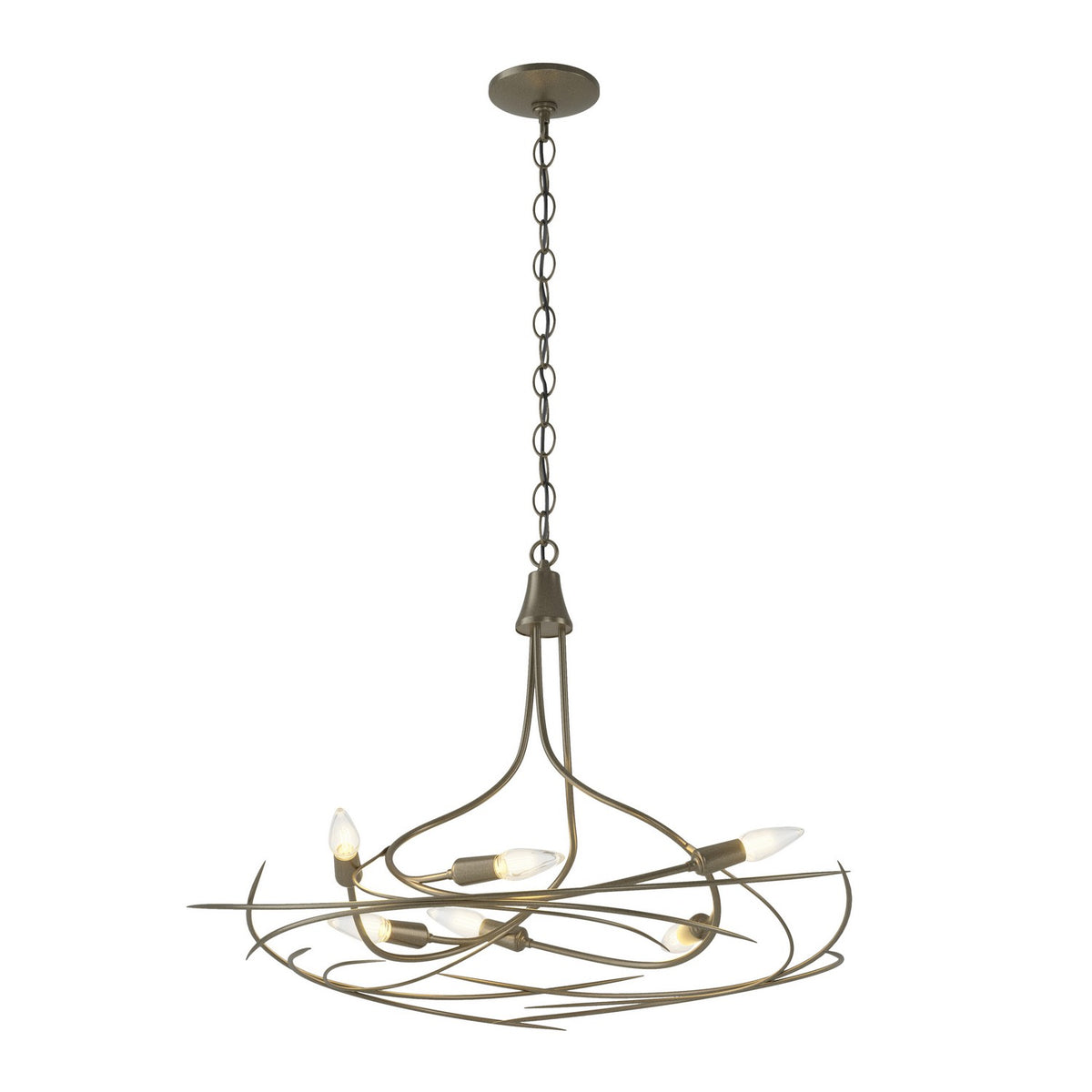 Hubbardton Forge - 101620-SKT-84 - Six Light Chandelier - Wisp - Soft Gold