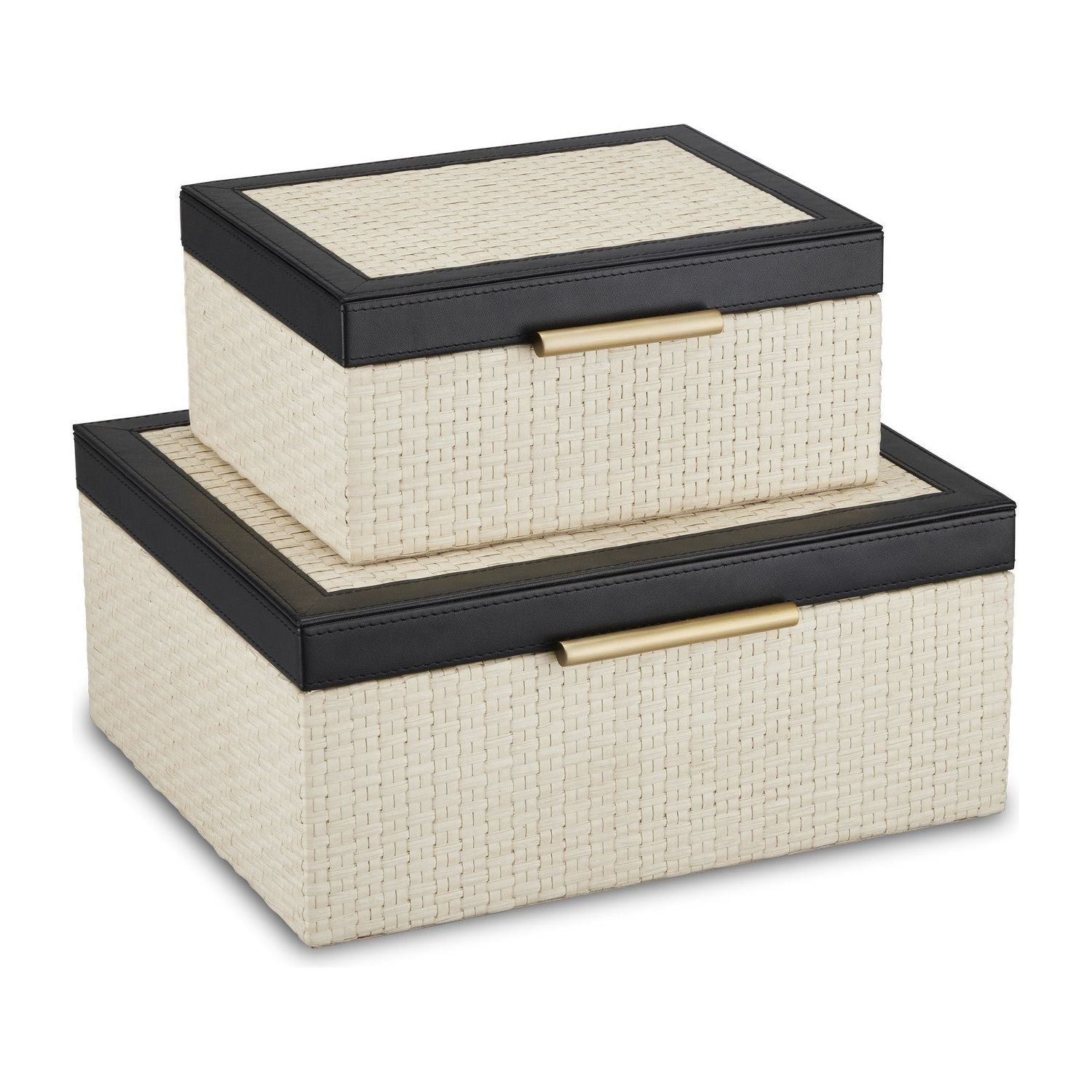 Currey and Company - 1200-0668 - Box Set of 2 - Deanna - Ivory/Black/Light Antique Brass/Beige