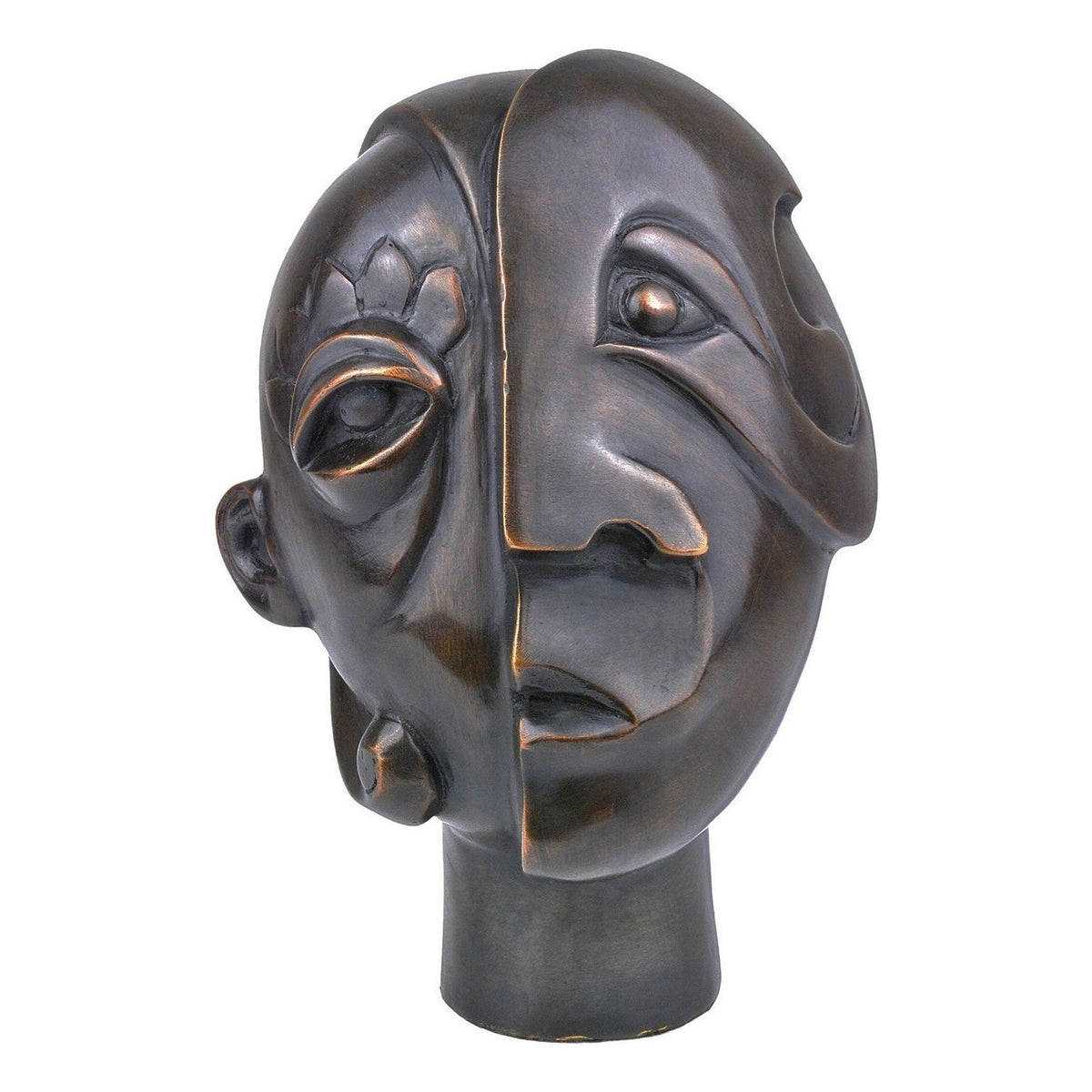 Currey and Company - 1200-0720 - Sculpture - Cubist Head - Dark Brown