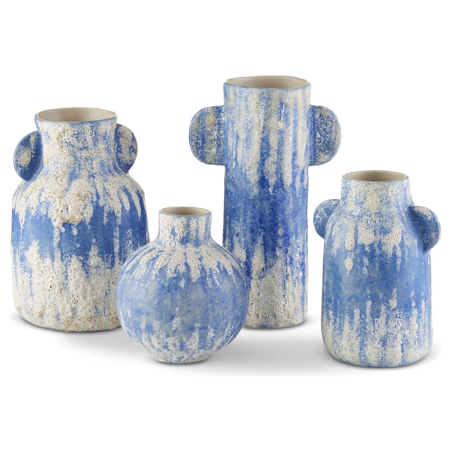 Currey and Company - 1200-0738 - Vase Set of 4 - Paros - Blue/White