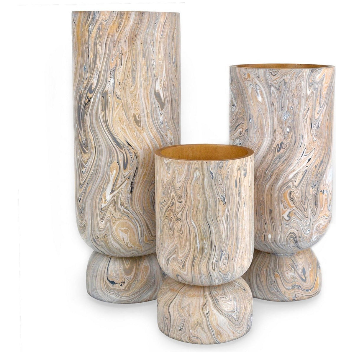 Currey and Company - 1200-0739 - Vase Set of 3 - London Sky - Dark Brown/Natural