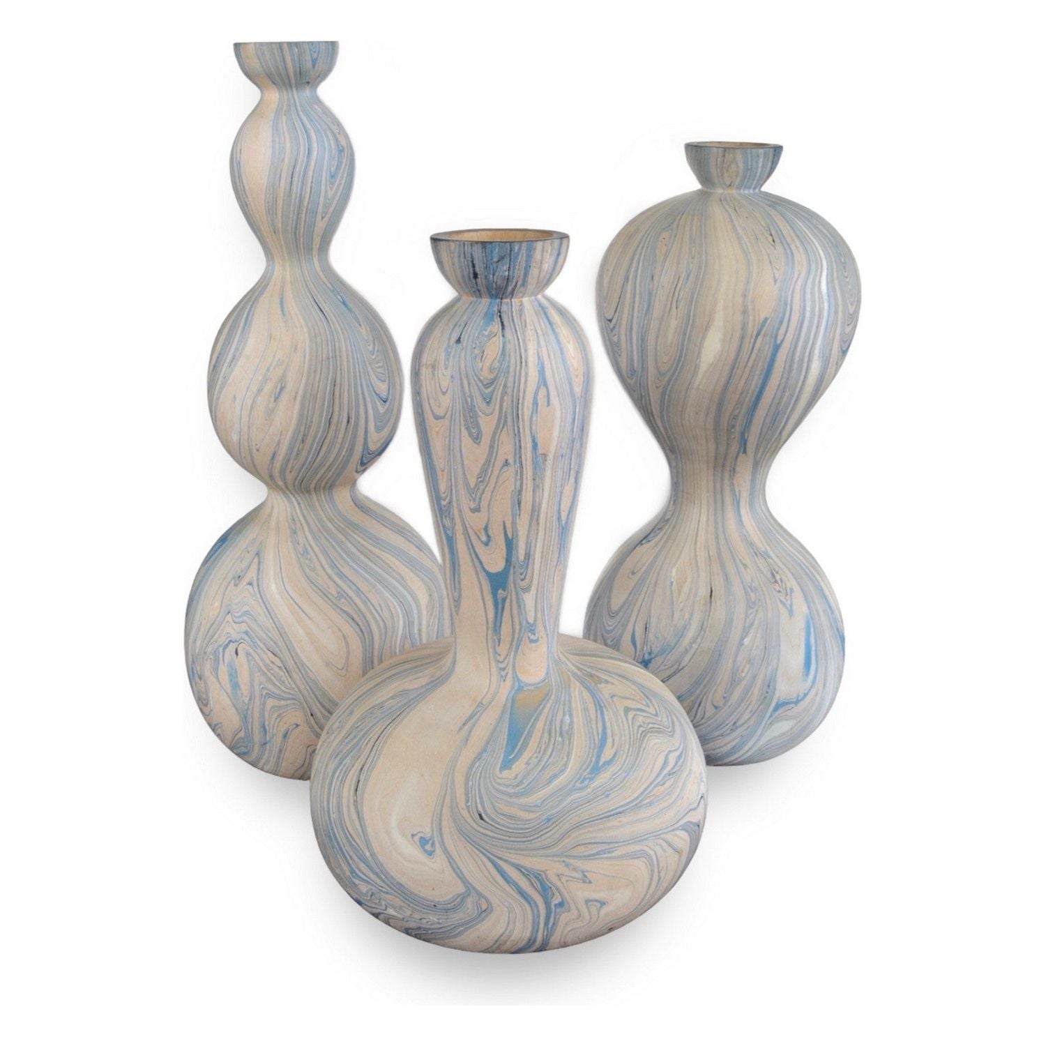 Currey and Company - 1200-0740 - Vase Set of 3 - Calm - Blue/White