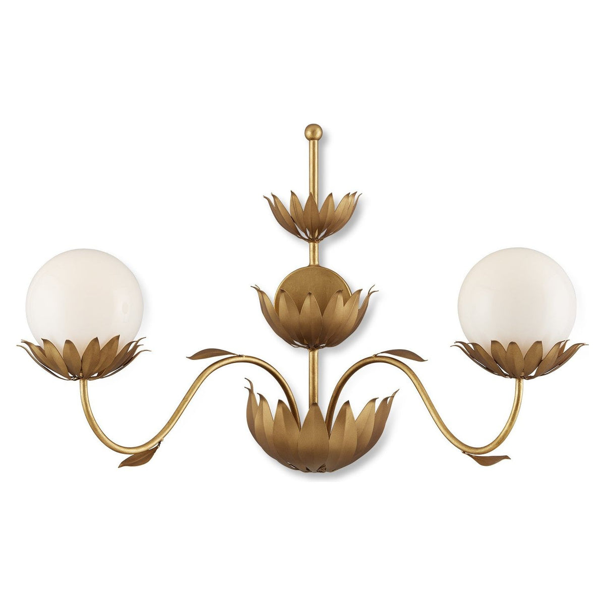 Currey and Company - 5000-0231 - Two Light Wall Sconce - Mirasole - Contemporary Gold Leaf/Gold/White