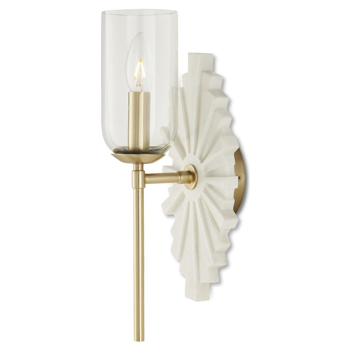 Currey and Company - 5800-0026 - One Light Wall Sconce - Benthos - White/Brass/Clear