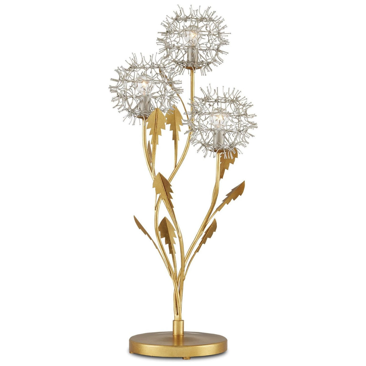 Currey and Company - 6000-0895 - Three Light Table Lamp - Dandelion - Contemporary Silver Leaf/Silver/Contemporary Gold Leaf