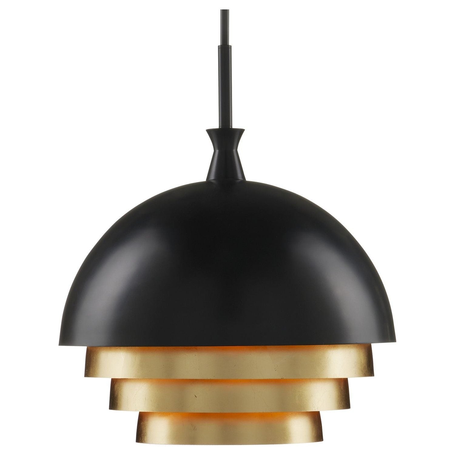 Currey and Company - 9000-1075 - Three Light Pendant - Salviati - Black/Gold Leaf