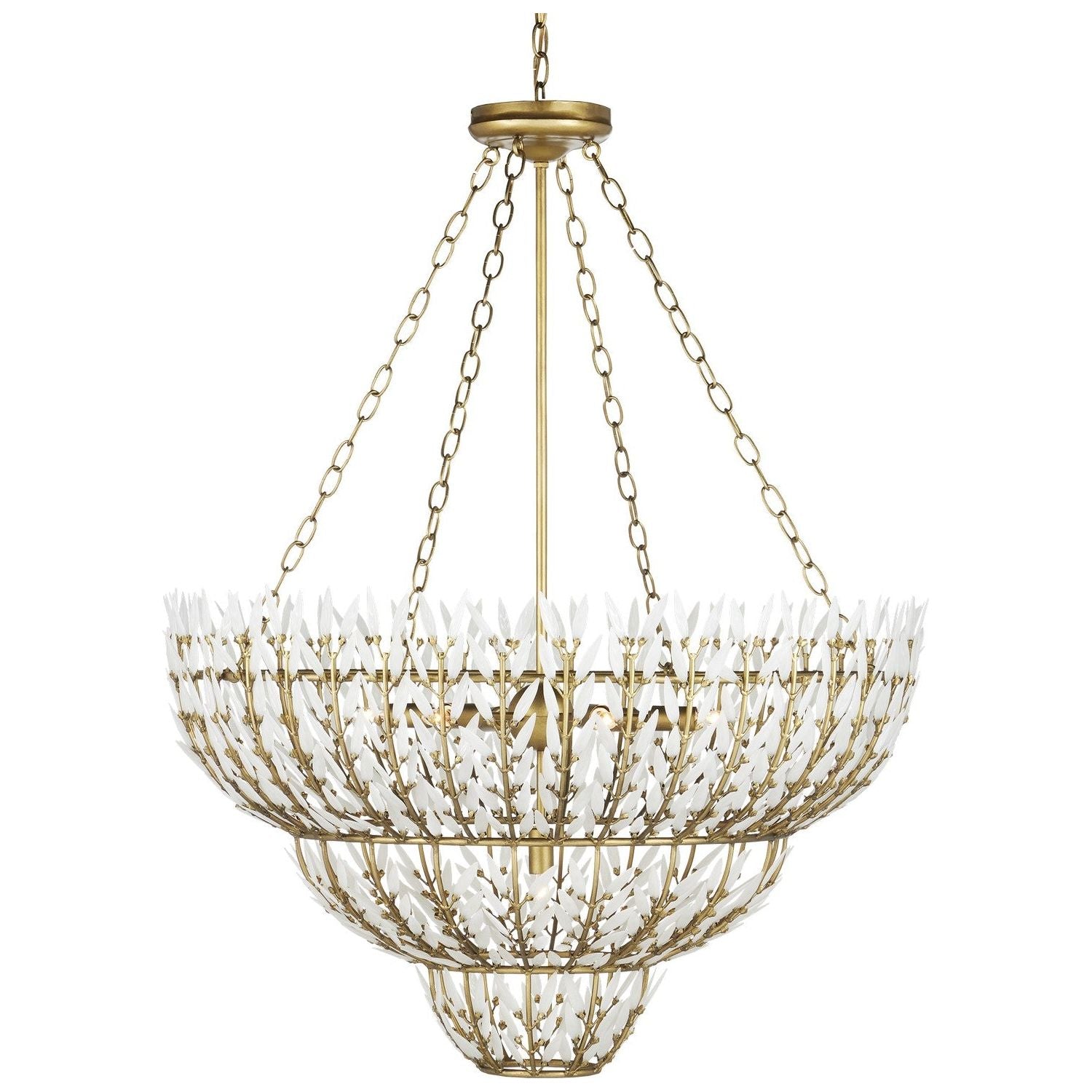 Currey and Company - 9000-1099 - Seven Light Chandelier - Magnum Opus - Brass/White