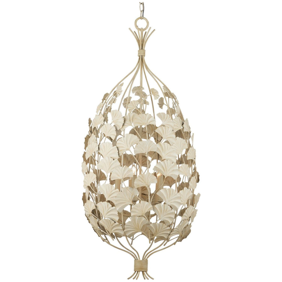 Currey and Company - 9000-1118 - Five Light Chandelier - Maidenhair - Antique Pearl