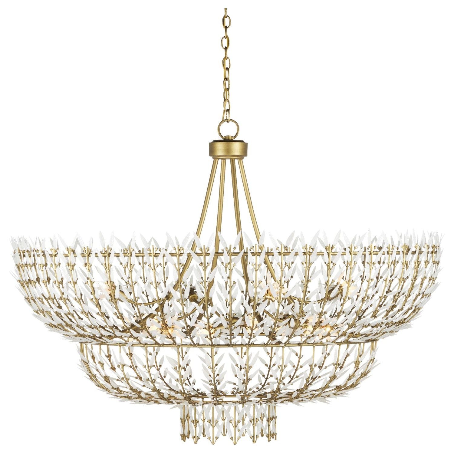 Currey and Company - 9000-1119 - 12 Light Chandelier - Magnum Opus - Brass/White