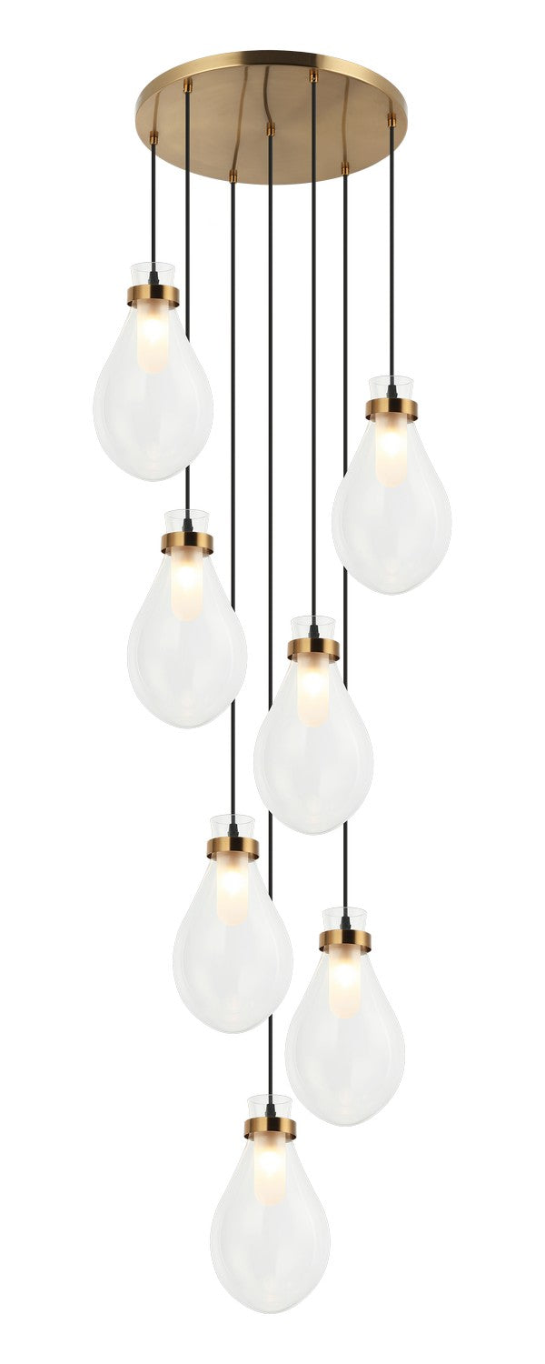 Matteo Canada - C31907AG - Seven Light Pendant - Seranna - Aged Gold Brass