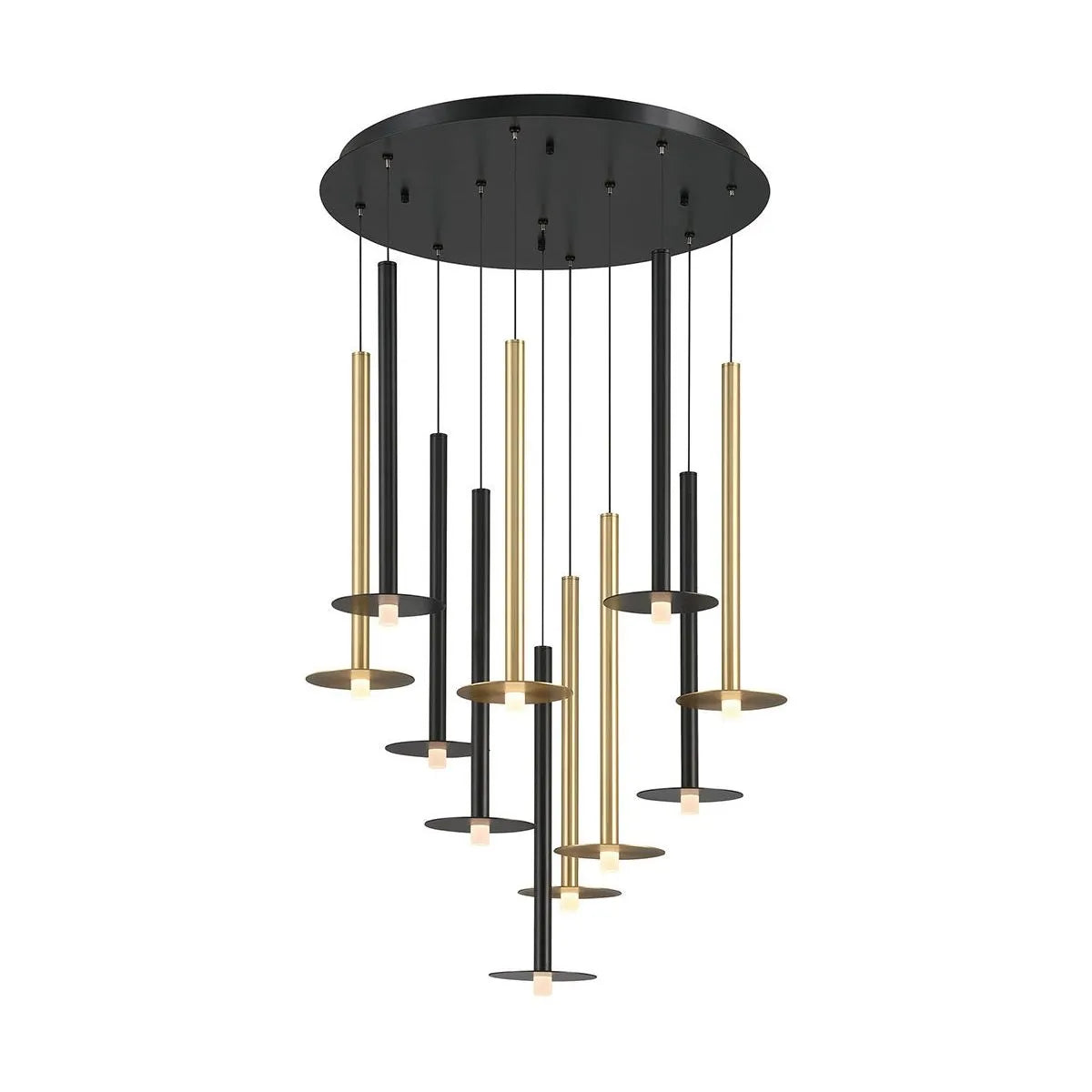 Lib & Co. Canada - 12104-023 - LED Chandelier - Piatto - Matte Black and Plated Brushed Gold