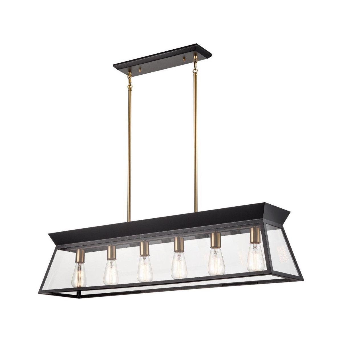 Artcraft Canada - AC11854BK - Six Light Island Chandelier - Lucian - Black and Brushed Brass