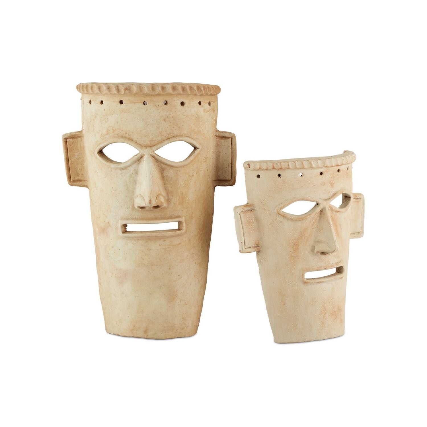 Currey and Company - 1200-0756 - Mask Set of 2 - Etu - Natural/Whitewash