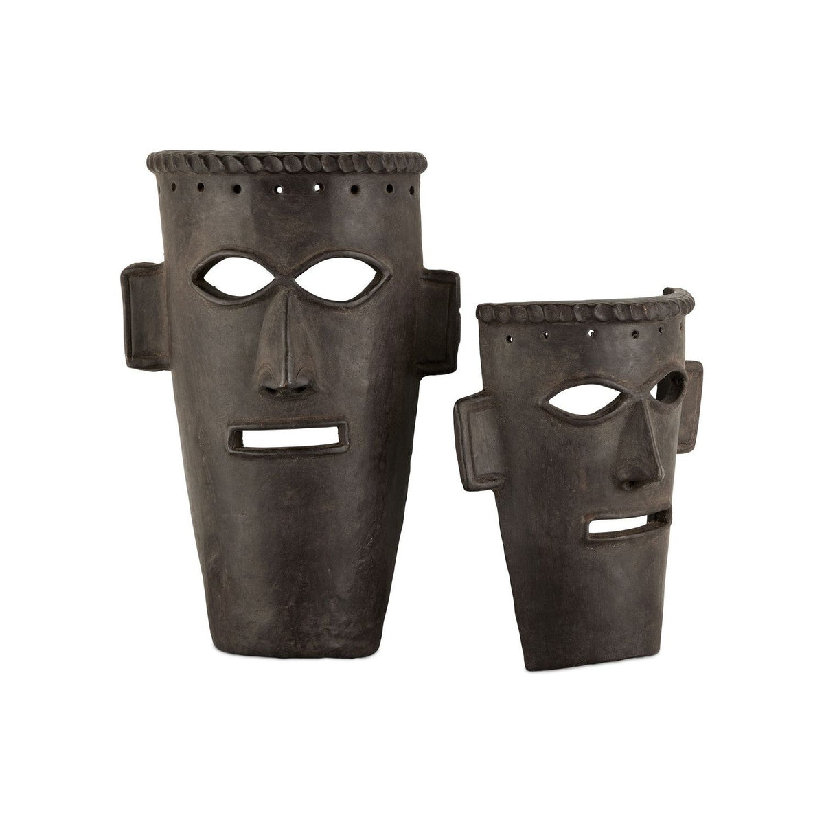 Currey and Company - 1200-0757 - Mask Set of 2 - Etu - Dark Brown