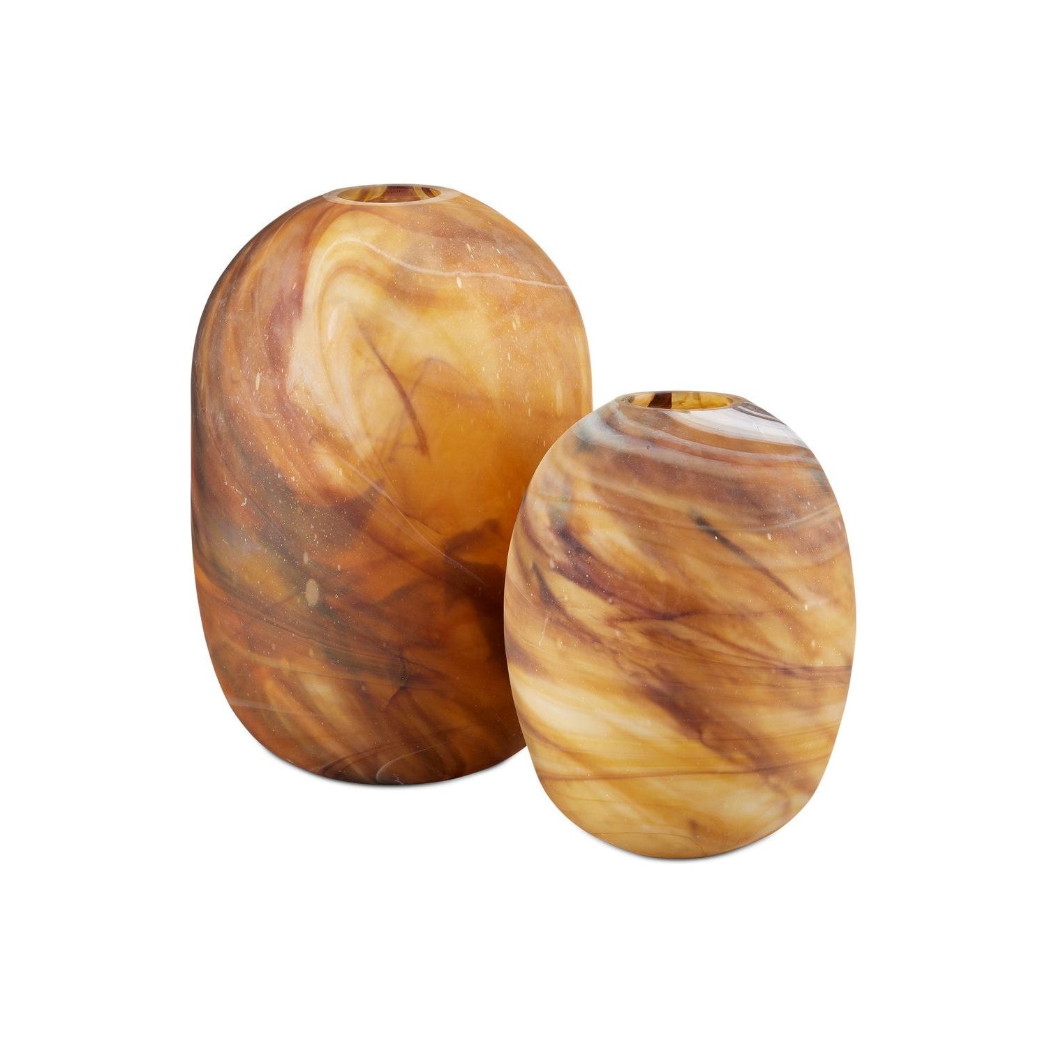 Currey and Company - 1200-0761 - Vase Set of 2 - Desert Storm - Dark Amber Swirl