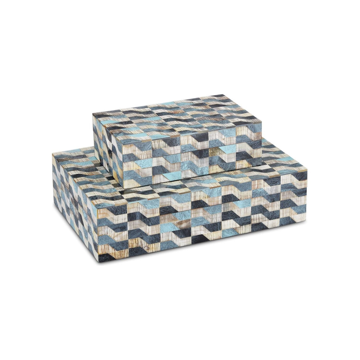 Currey and Company - 1200-0763 - Box Set of 2 - Ezra - Blue/Natural/Linen