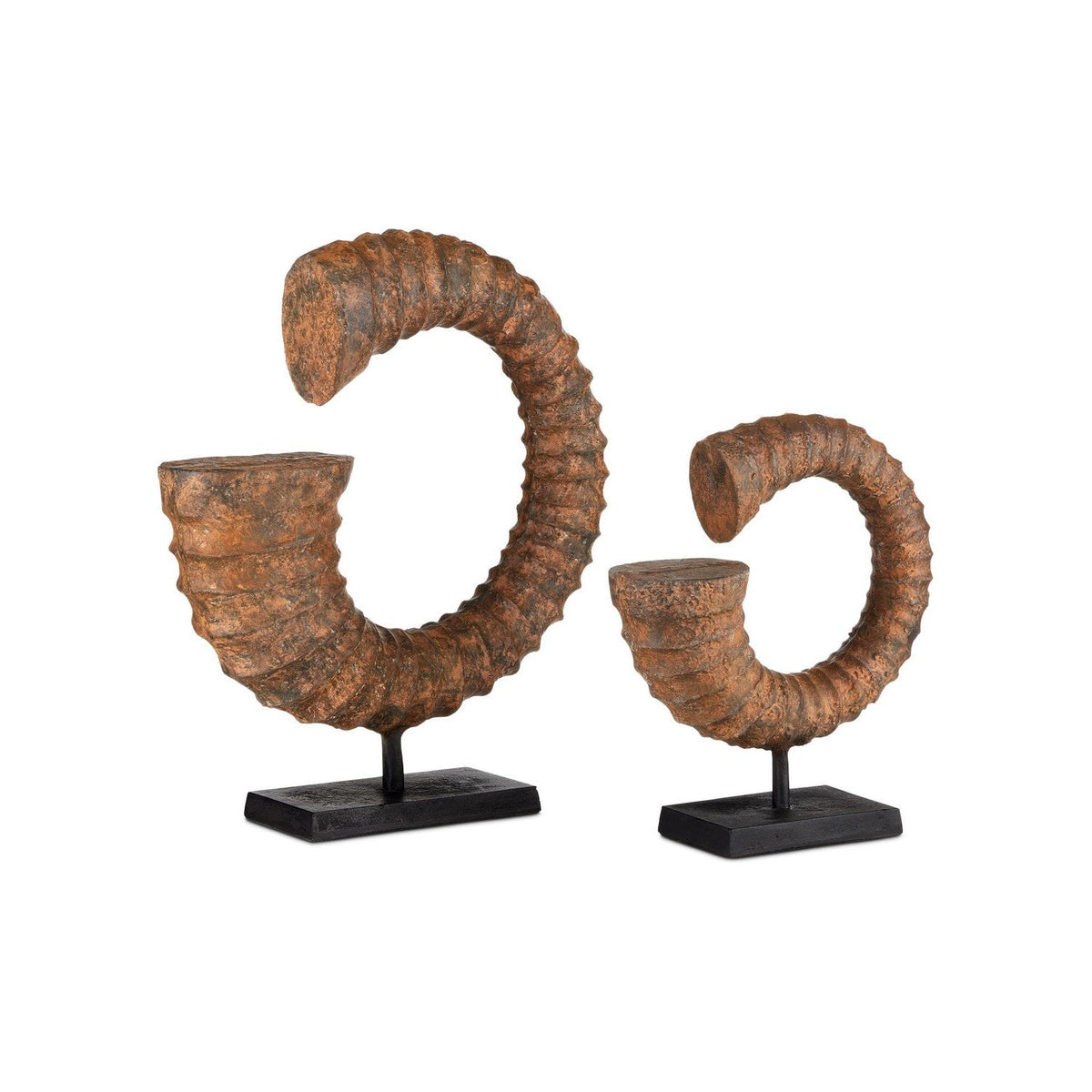 Currey and Company - 1200-0769 - Horn Set of 2 - Faux - Rustic/Black