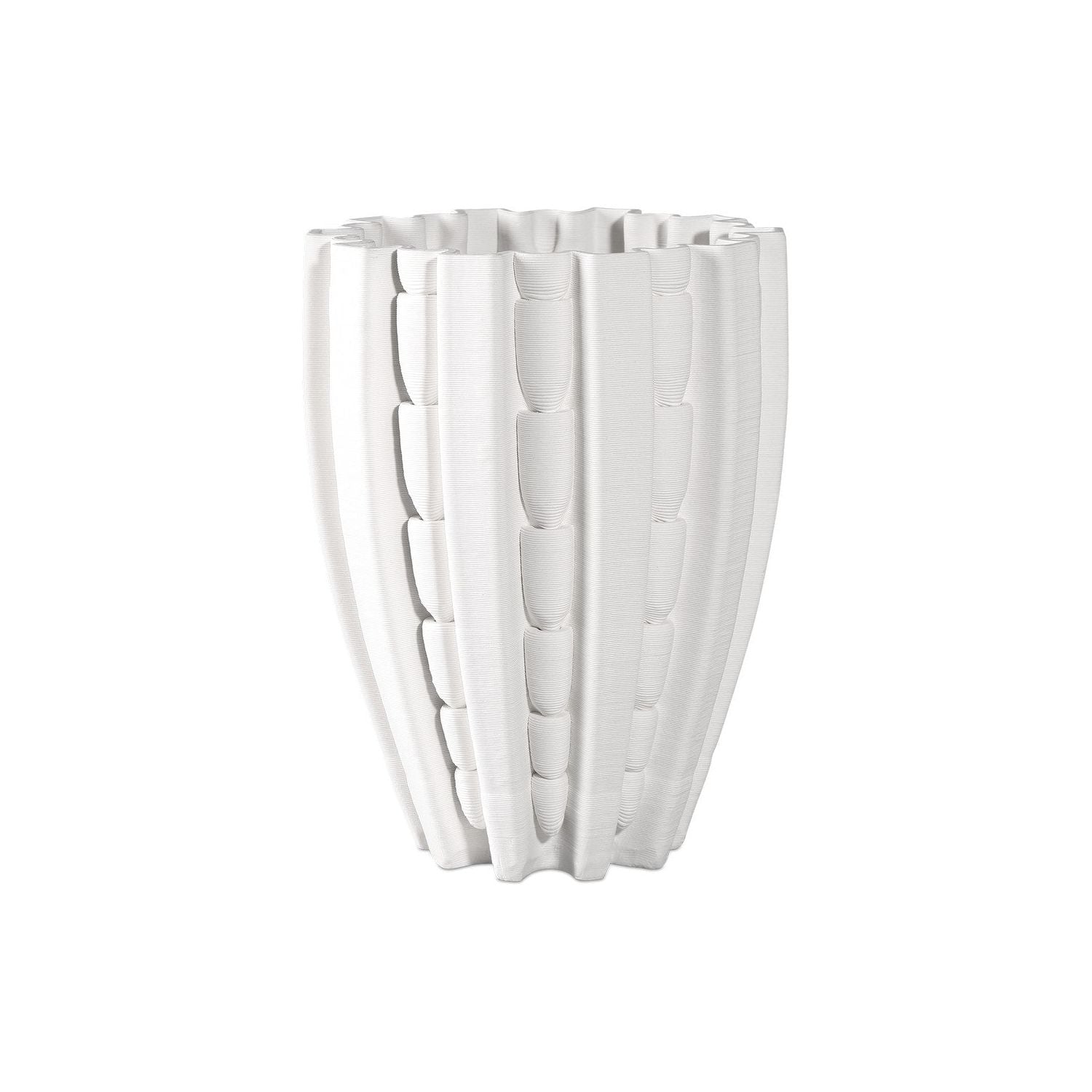 Currey and Company - 1200-0786 - Vase - Fluted - White