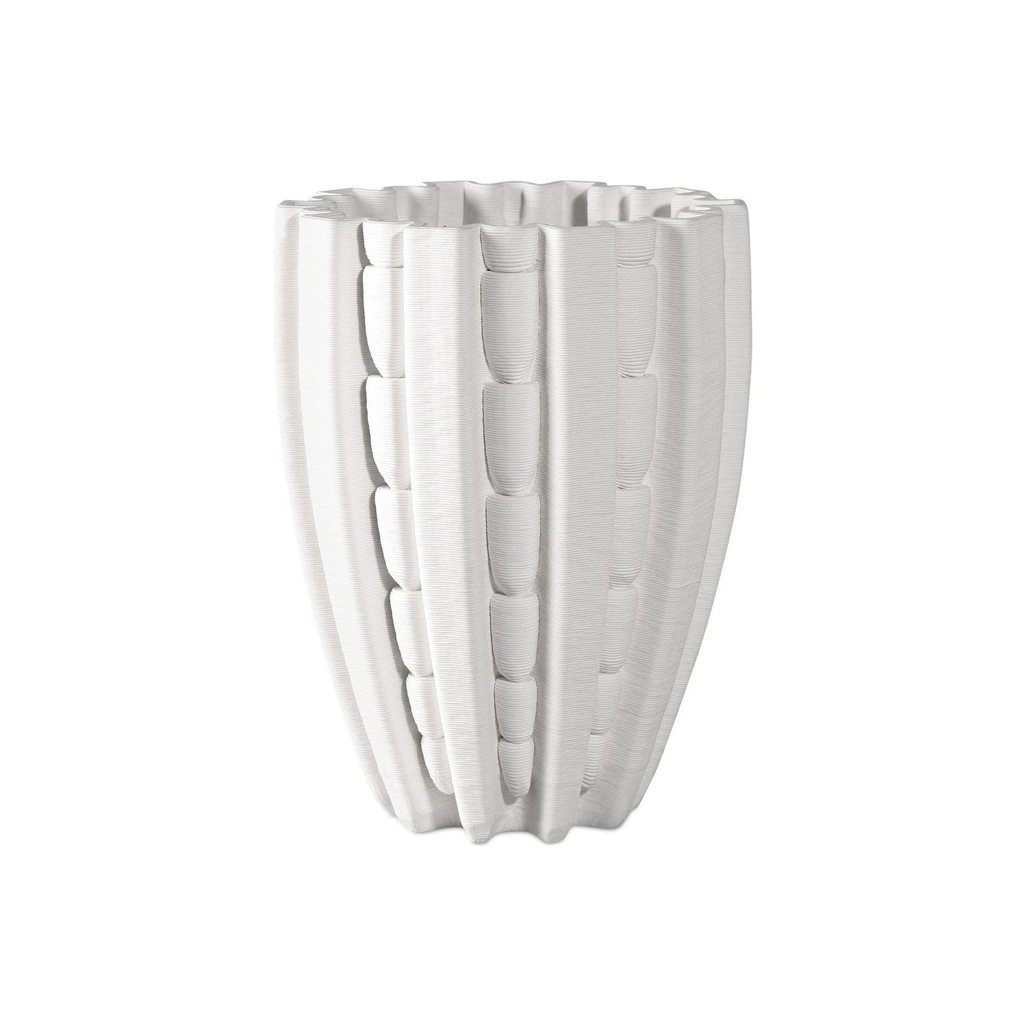 Currey and Company - 1200-0787 - Vase - Fluted - White