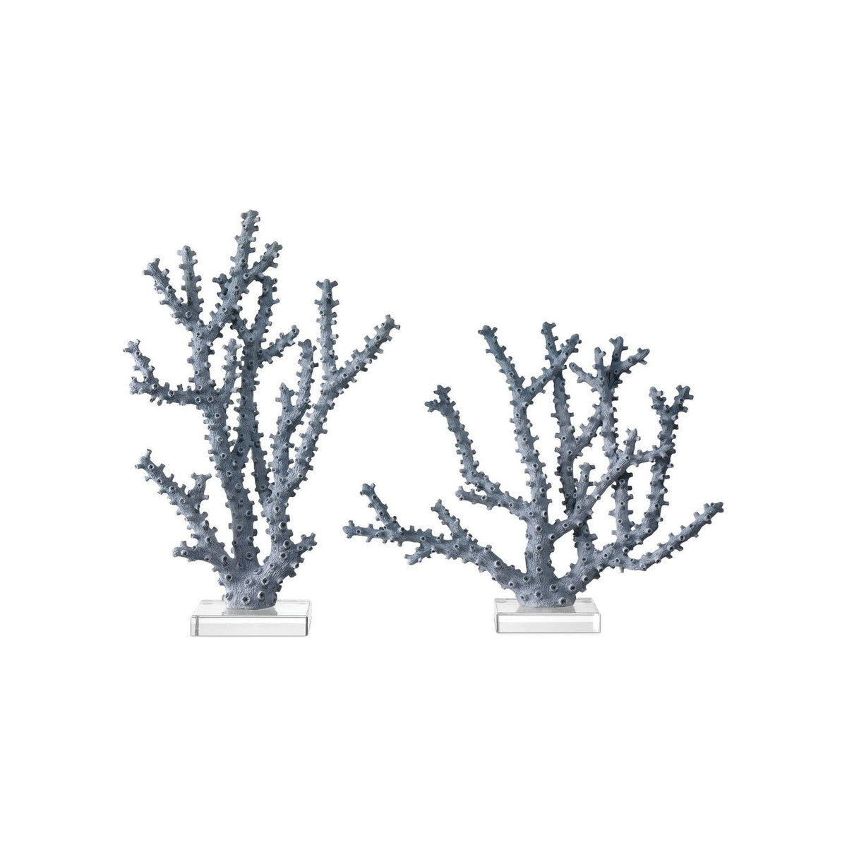 Currey and Company - 1200-0797 - Coral Set of 2 - Blue/Clear