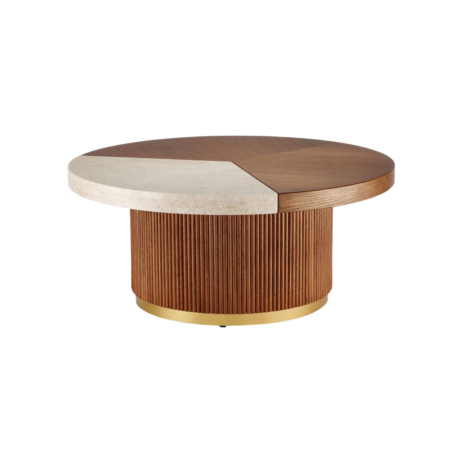 Currey and Company - 3000-0261 - Cocktail Table - Dakota - Morel Brown/Natural/Polished Brass