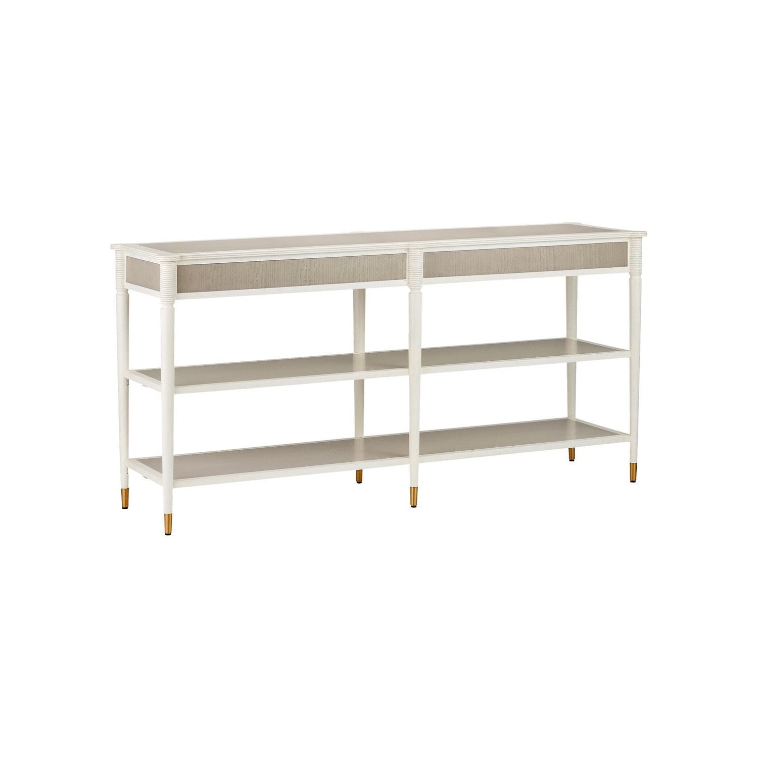 Currey and Company - 3000-0263 - Console Table - Aster - Off-White/Fog/Polished Brass