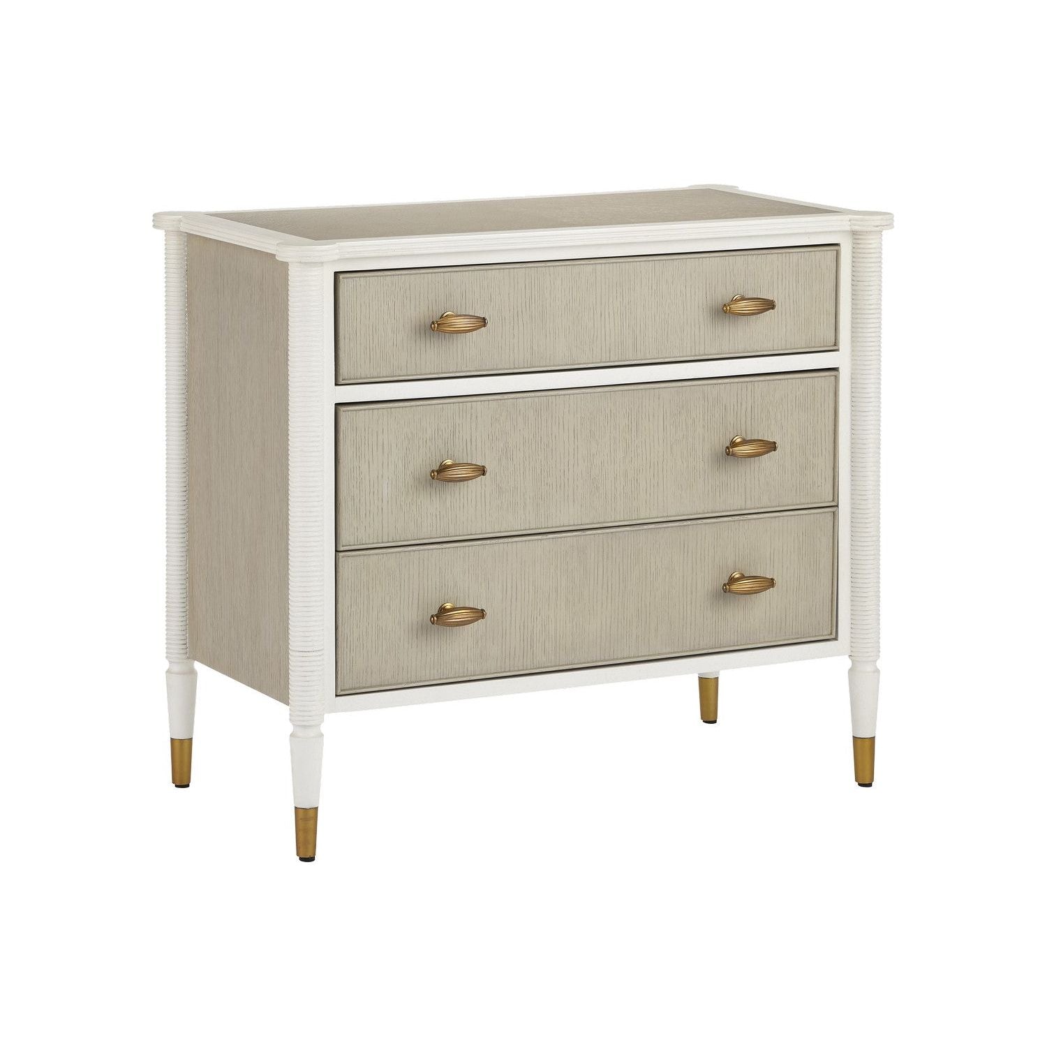 Currey and Company - 3000-0264 - Chest - Aster - Off-White/Fog/Polished Brass