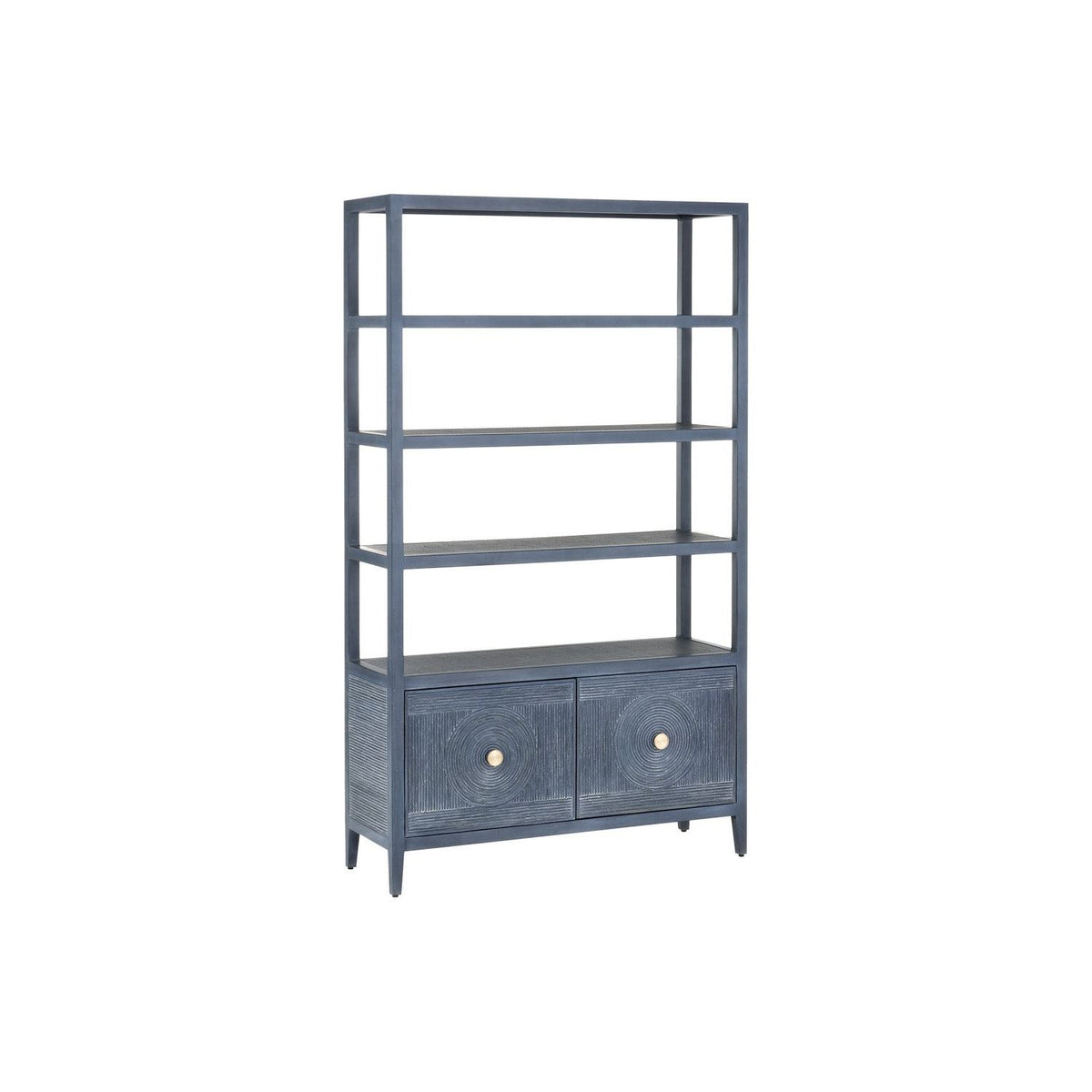 Currey and Company - 3000-0265 - Etagere - Santos - Vintage Navy/Brushed Brass