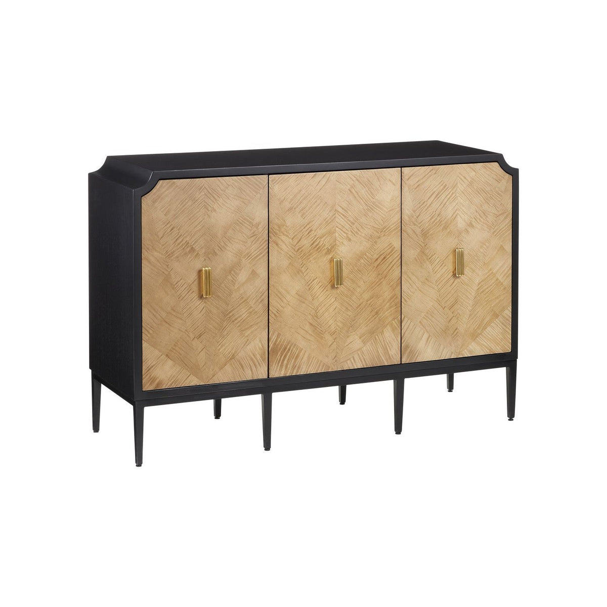 Currey and Company - 3000-0270 - Cabinet - Kallista - Taupe/Caviar Black/Polished Brass/Black