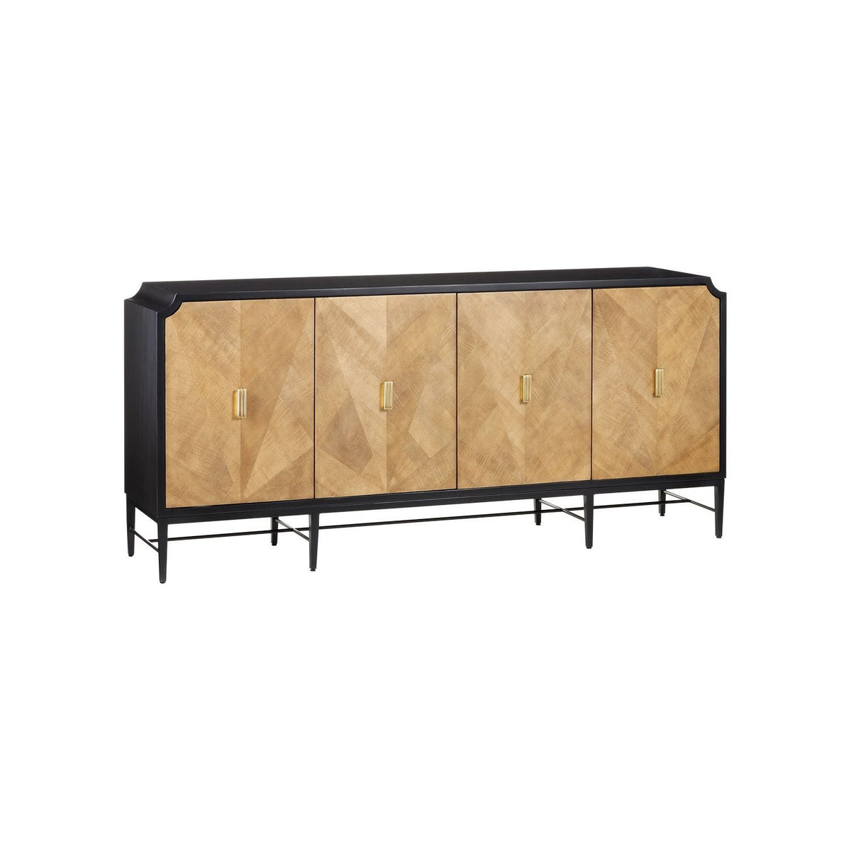 Currey and Company - 3000-0271 - Credenza - Kallista - Taupe/Caviar Black/Polished Brass/Black