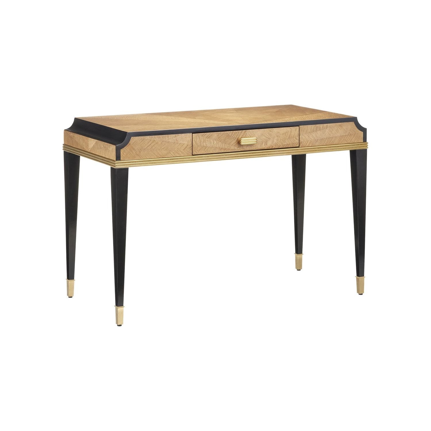 Currey and Company - 3000-0272 - Writing Desk - Kallista - Taupe/Caviar Black/Polished Brass/Black