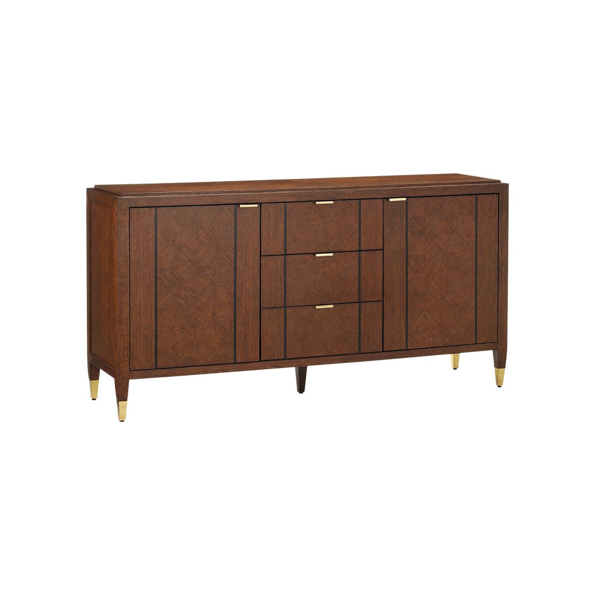 Currey and Company - 3000-0273 - Credenza - Dorian - Kona/Black/Satin Brass