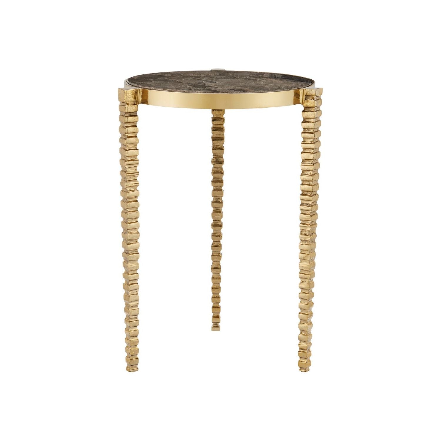 Currey and Company - 4000-0180 - Accent Table - Corrado - Polished Brass/Natural