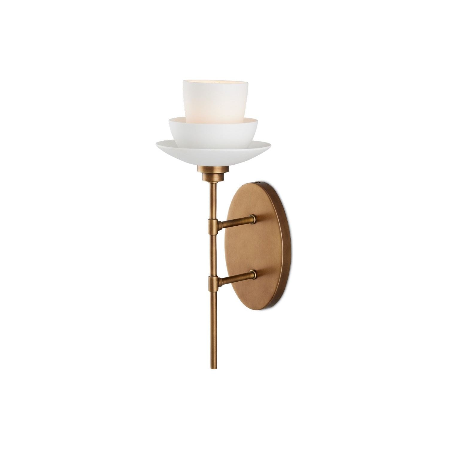 Currey and Company - 5000-0236 - One Light Wall Sconce - Etiquette - Antique Brass/White