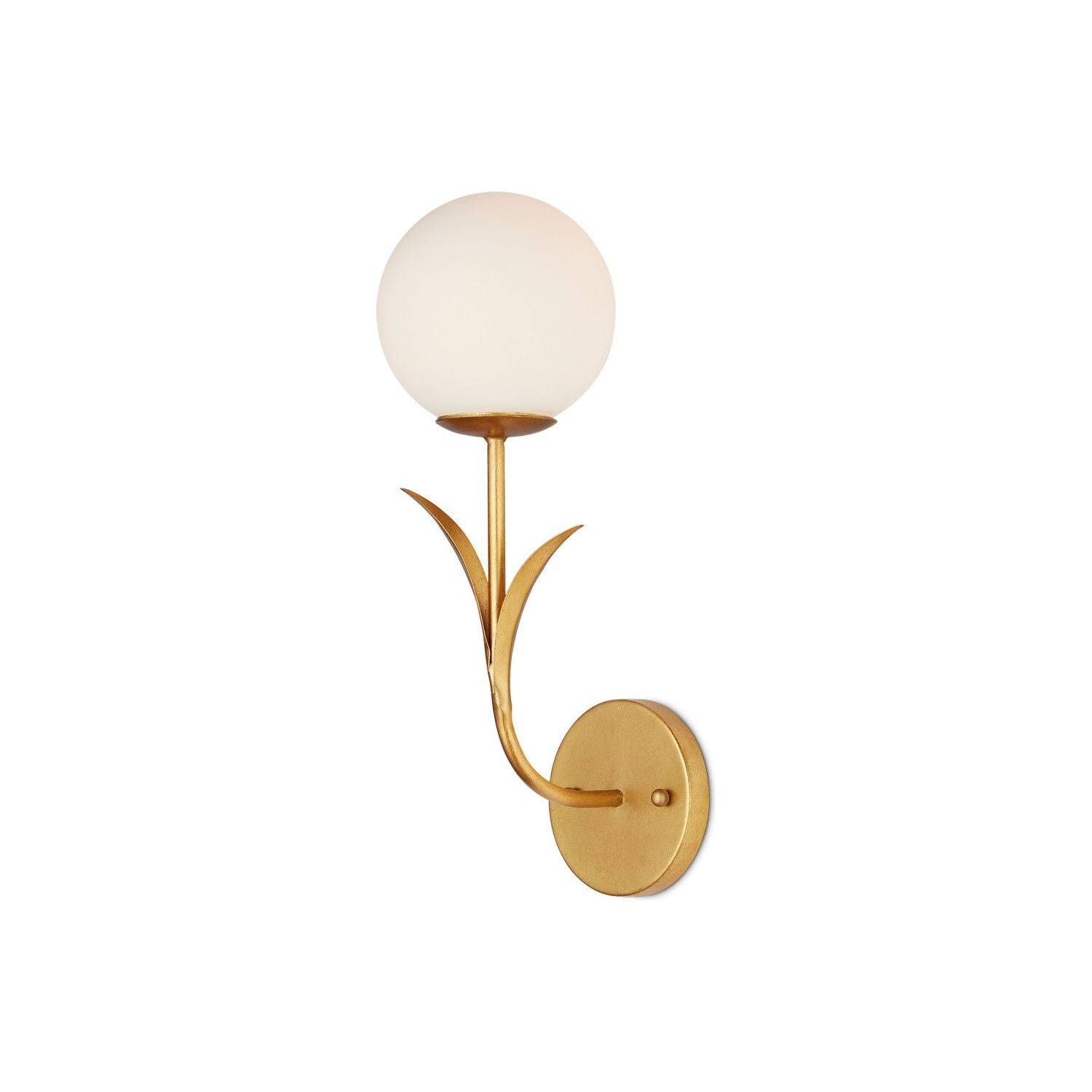 Currey and Company - 5000-0249 - One Light Wall Sconce - Rossville - Contemporary Gold Leaf/Frosted White