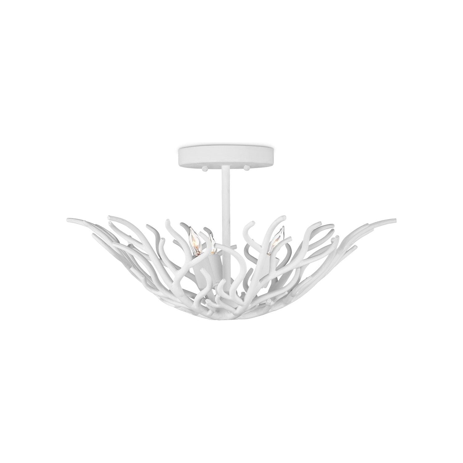 Currey and Company - 9000-1124 - Three Light Semi-Flush Mount - Snowfall - Gesso White