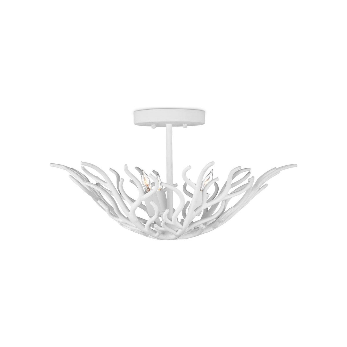 Currey and Company - 9000-1124 - Three Light Semi-Flush Mount - Snowfall - Gesso White