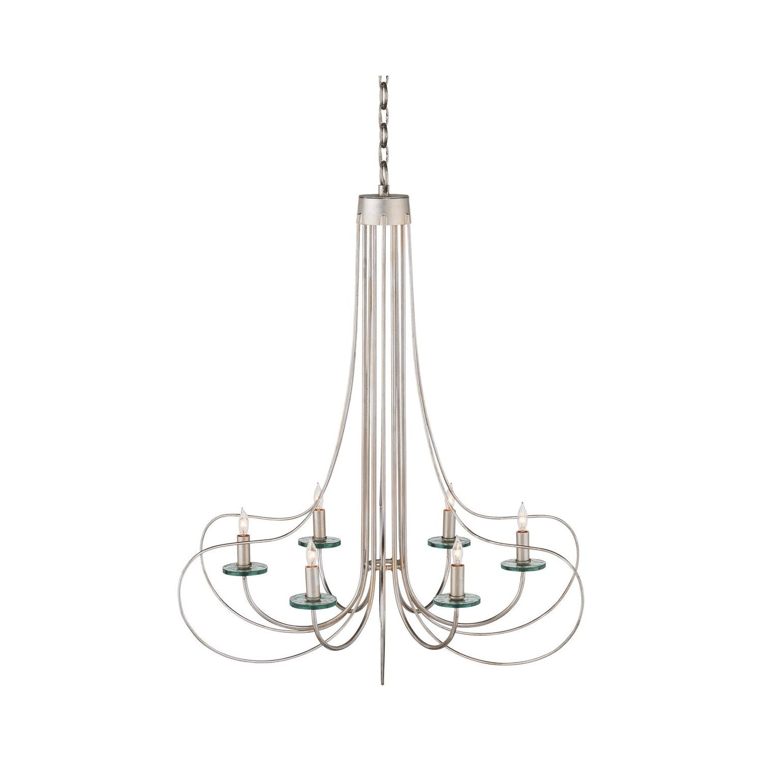 Currey and Company - 9000-1137 - Six Light Chandelier - Harrow - Contemporary Silver Leaf/Contemporary Silver/Clear