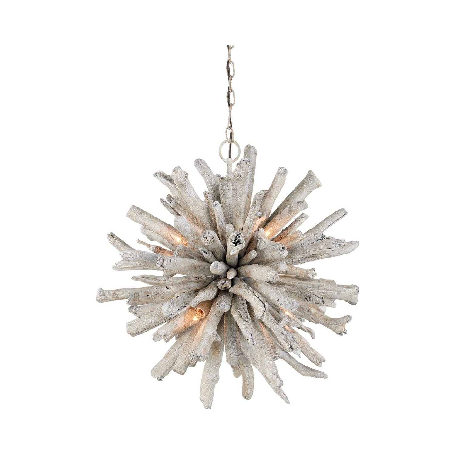 Currey and Company - 9000-1152 - Six Light Pendant - Kuka - Whitewashed Driftwood