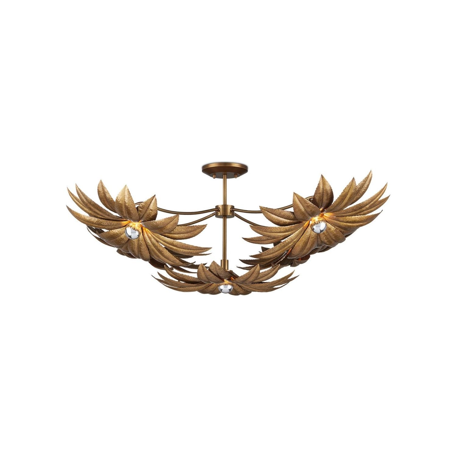 Currey and Company - 9000-1158 - Five Light Semi-Flush Mount - Alithea - Antique Brass