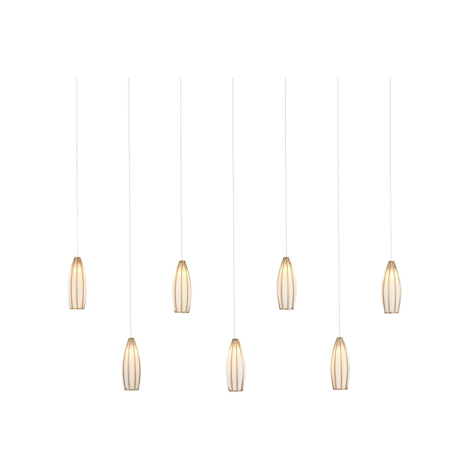 Currey and Company - 9000-1192 - Seven Light Pendant - Parish - White/Antique Brass