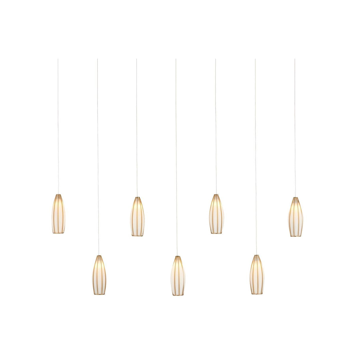 Currey and Company - 9000-1192 - Seven Light Pendant - Parish - White/Antique Brass