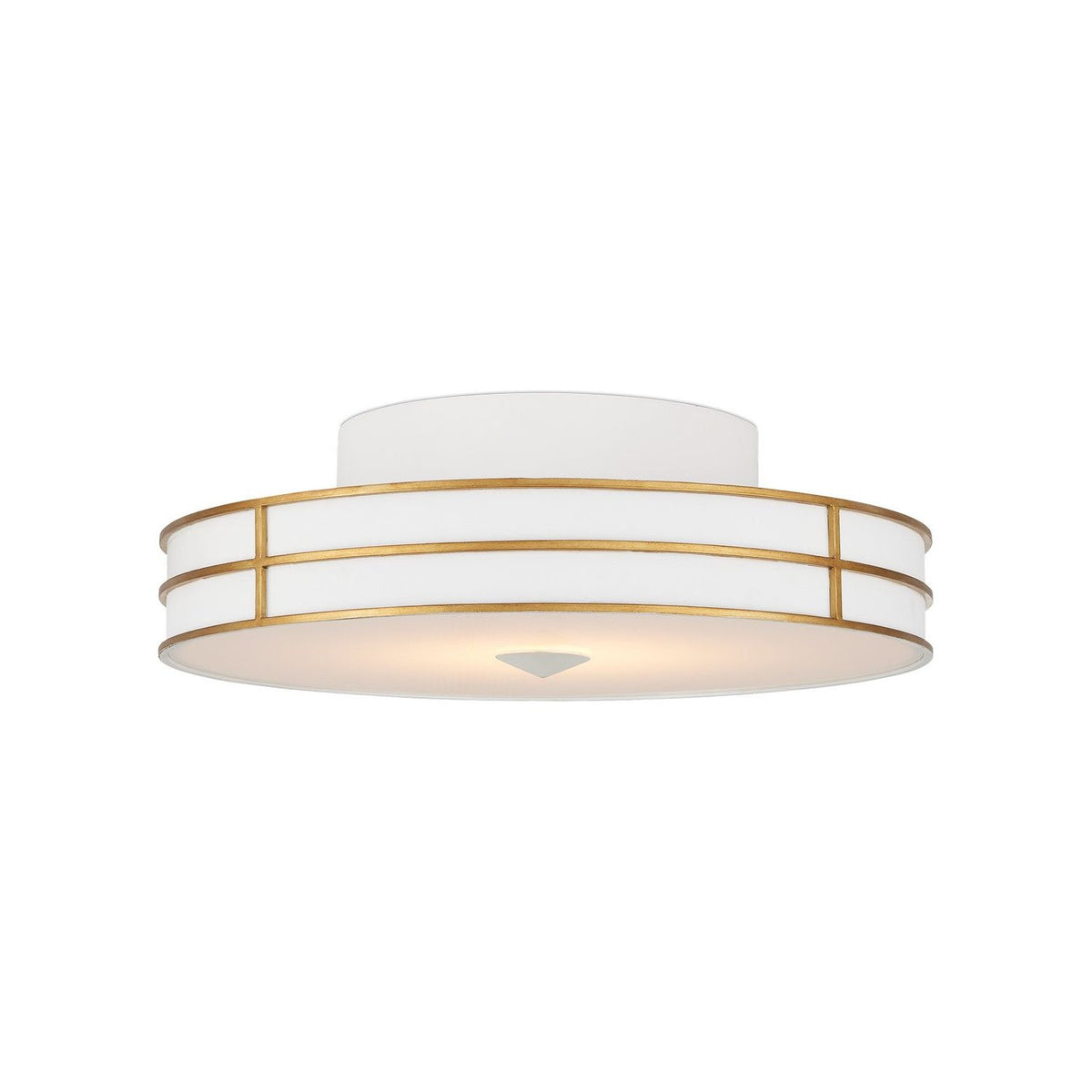 Currey and Company - 9999-0072 - One Light Flush Mount - Fielding - Gesso White/Contemporary Gold/Sugar White/White