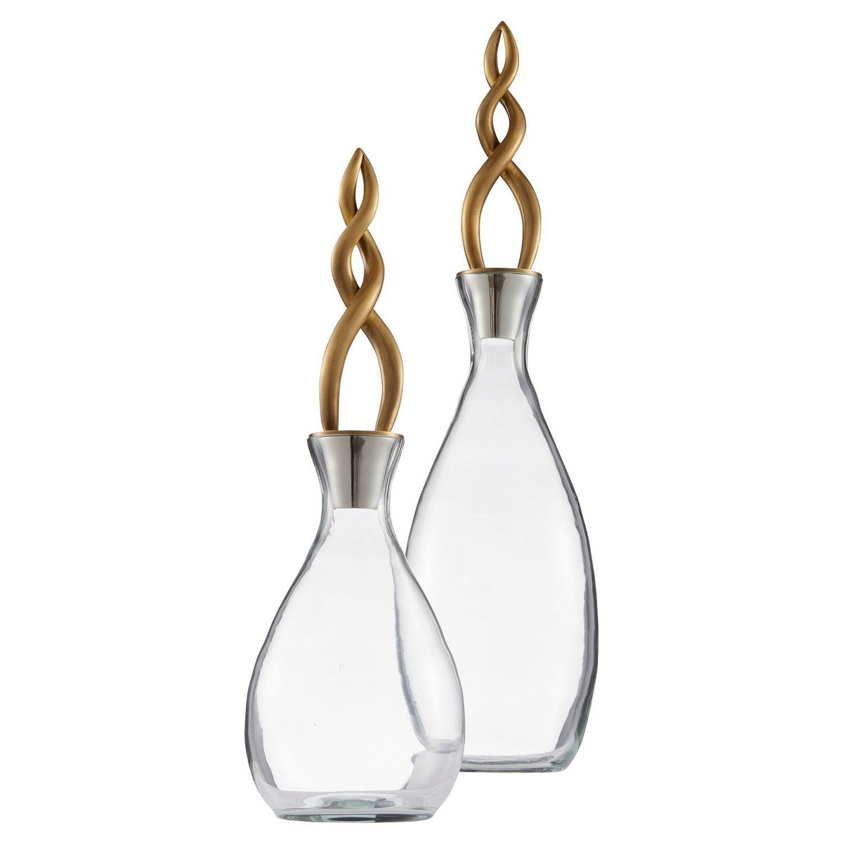 Arteriors - ARI12 - Decanters, Set of 2 - Elixir - Smoke/Vintage Brass