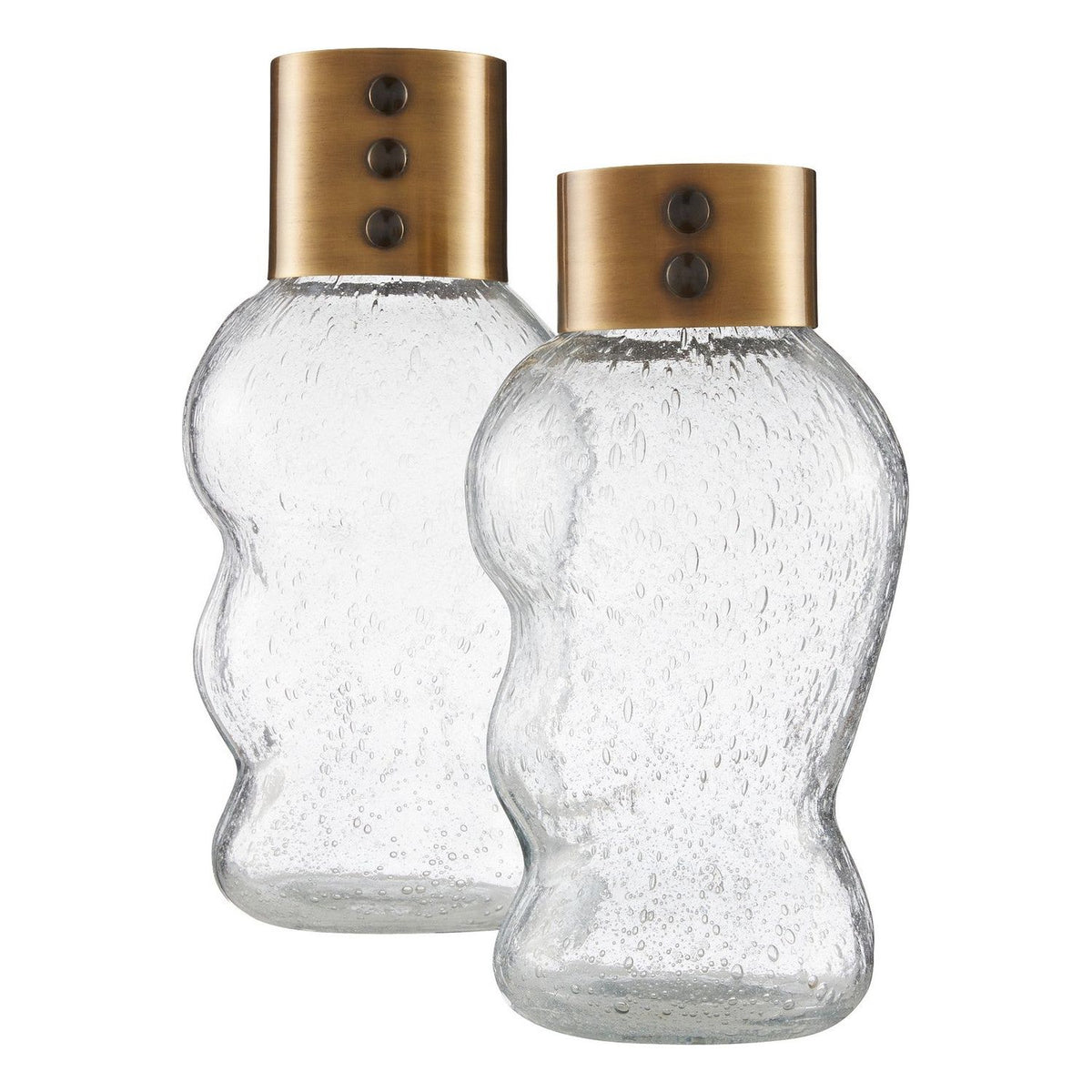 Arteriors - AVI05 - Vases, Set of 2 - Decker - Clear/Vintage Brass/Bronze