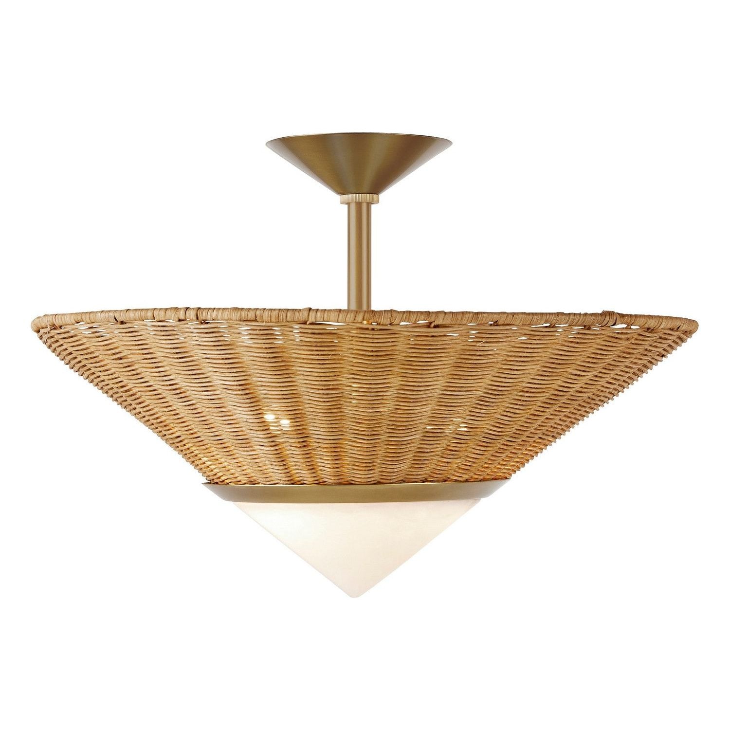 Arteriors - DFC13 - Three Light Flush Mount - Calista - Natural/White/Antique Brass